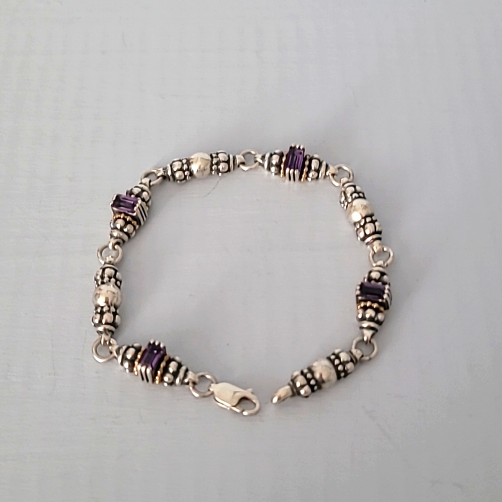 LAGOS-Caviar  Two-Tone Amethyst Link Bracelet